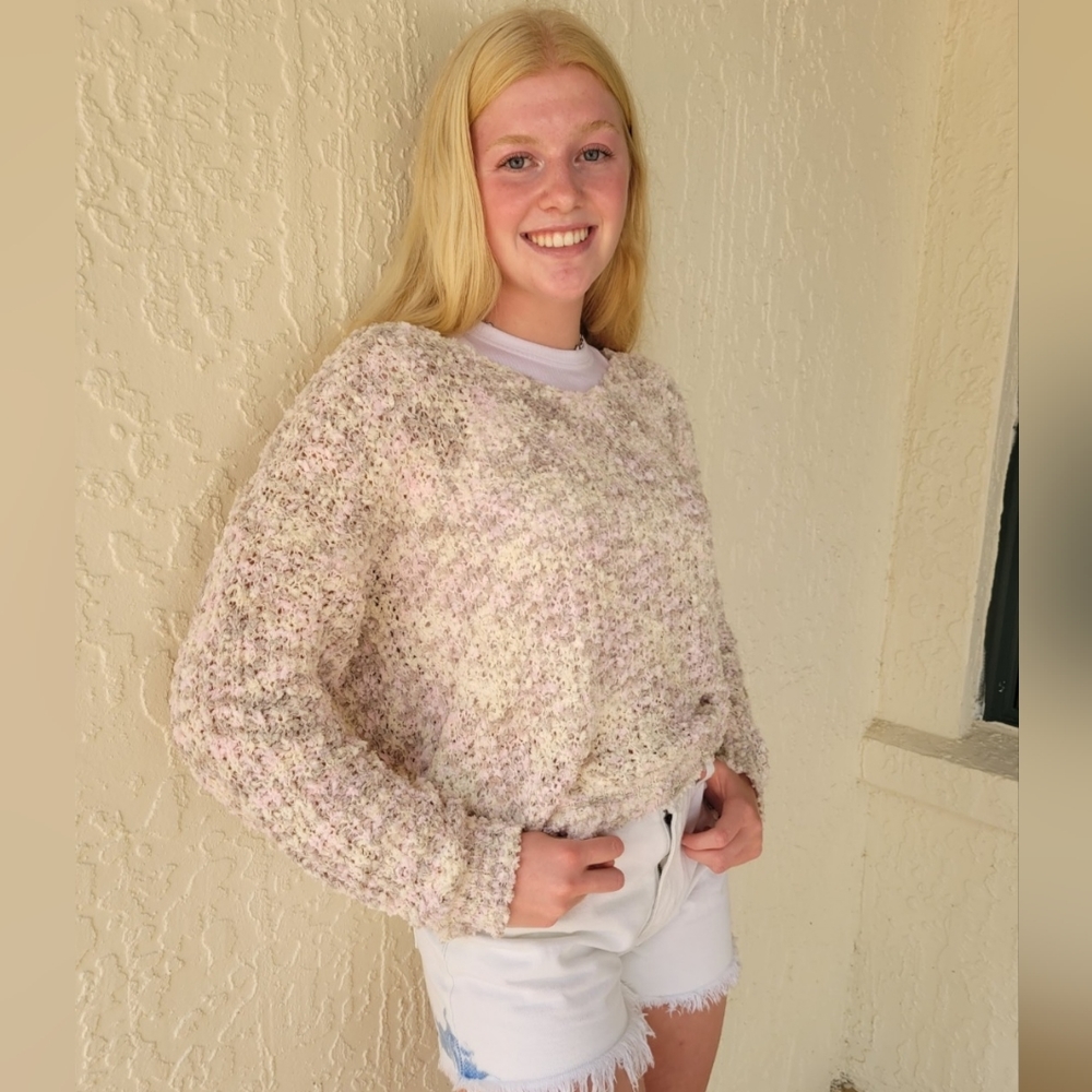 Ribbed Popcorn Knit Sweater